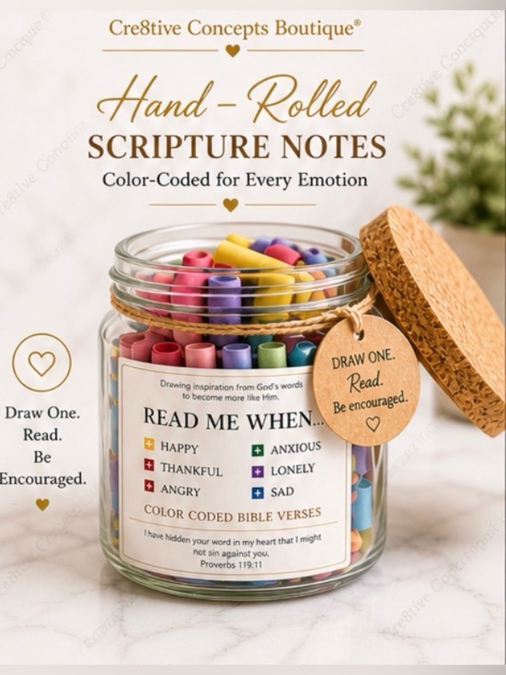 Scripture Color-Coded 80+Bible Verses Encouragement Jar-Hand Rolled-GIFT🫶🏼READY